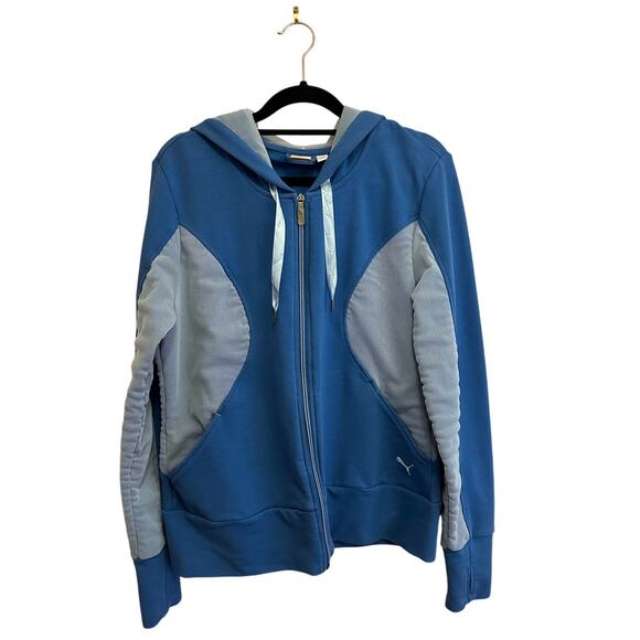 Puma Women's Full Zip Blue Hoodie Women's Large - Picture 1 of 12